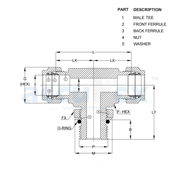 Positionable Male Branch Tee